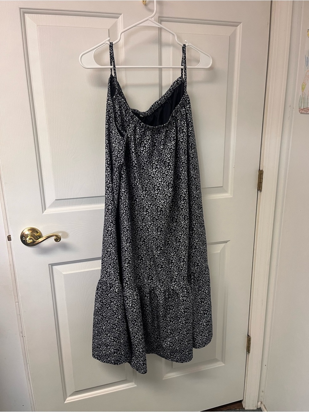 Black and White Printed Spaghetti-Strap Sundress